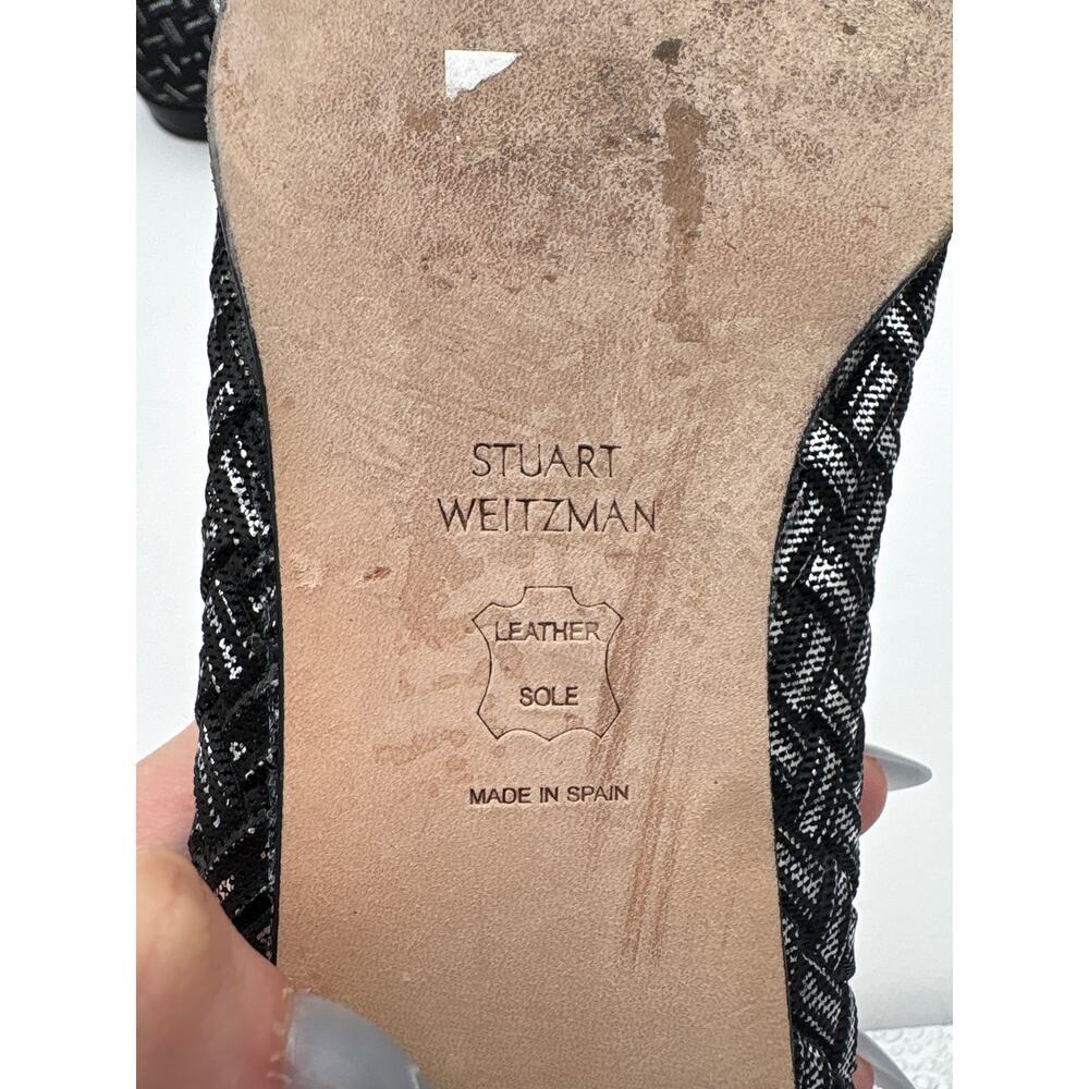 Women’s Stuart Weitzman Size 7 Black & Silver Patterned Flats - Picture 6 of 6